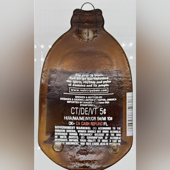 Red Stripe Beer Glass Bottle Spoon Rest Wall Art - Collectible Kitchen Decor - Picture 3 of 5